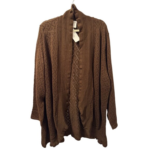 Brown Bliss Womens Open Knit Cardigan Sweater Sz 5X Acrylic cardigan. NWT - Picture 4 of 12